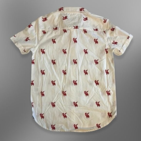 Cactus Boys Shirt Collared Neck Button-Down Short Sleeve White Red Kids 9/10 NWT - Picture 3 of 4